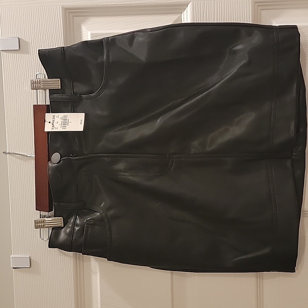Express Faux Leather Black Mini Skirt 0 New